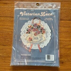 Vintage Victorian Lace Cross Stitch Kit 1989 New Diy Craft Cottagecore Bath